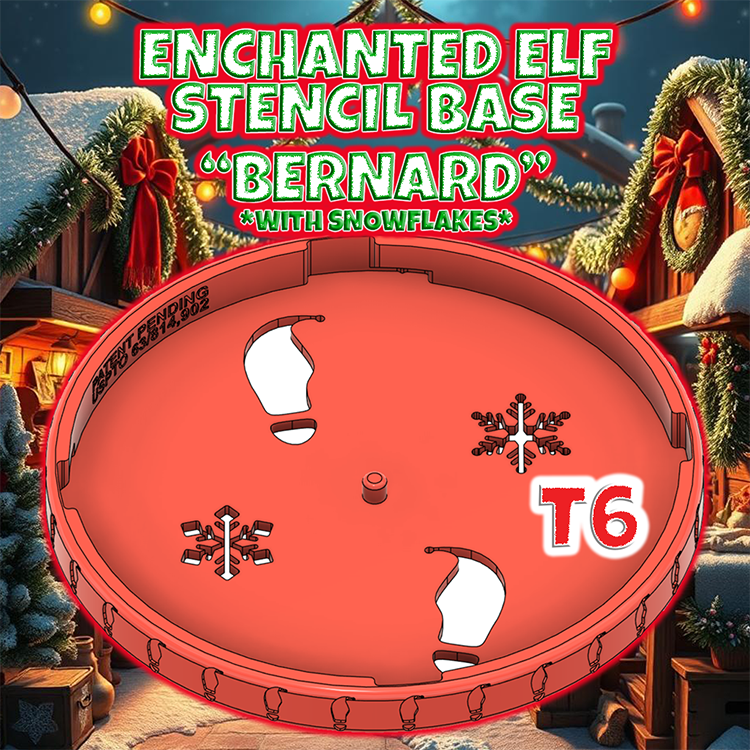 T6 Enchanted Elf "BERNARD" Powder Stencil Base With Snowflakes